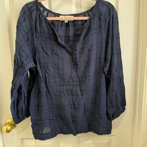 LOFT Navy Textured Blouse